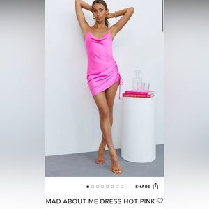 Hello Molly Pink Silk Cowl Neck Mini Dress